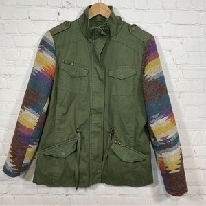 Vintage IB Diffusion Jacket Womens Medium Aztec Green Military Quilted Lined